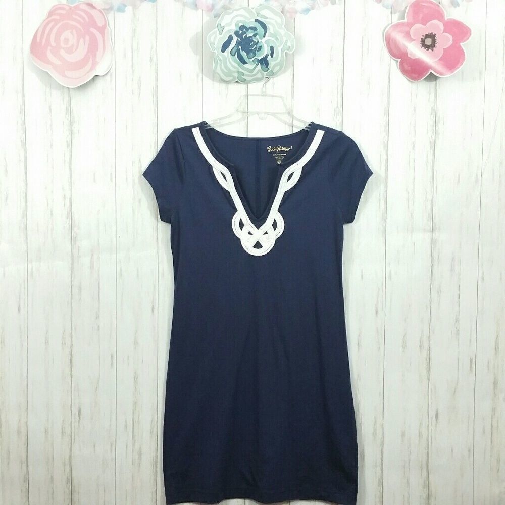 Lilly Pulitzer Brewster Tshirt Dress Navy & White Size Small